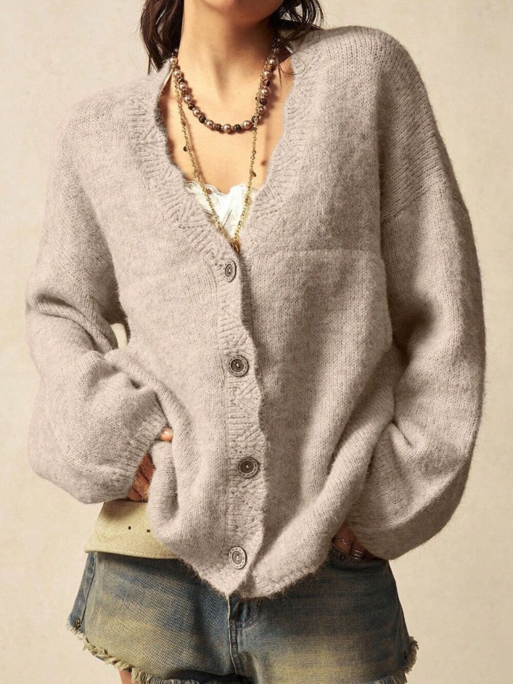 Apricot Boho Casual Women's Fuzzy Cardigan - Picture 5 of 8